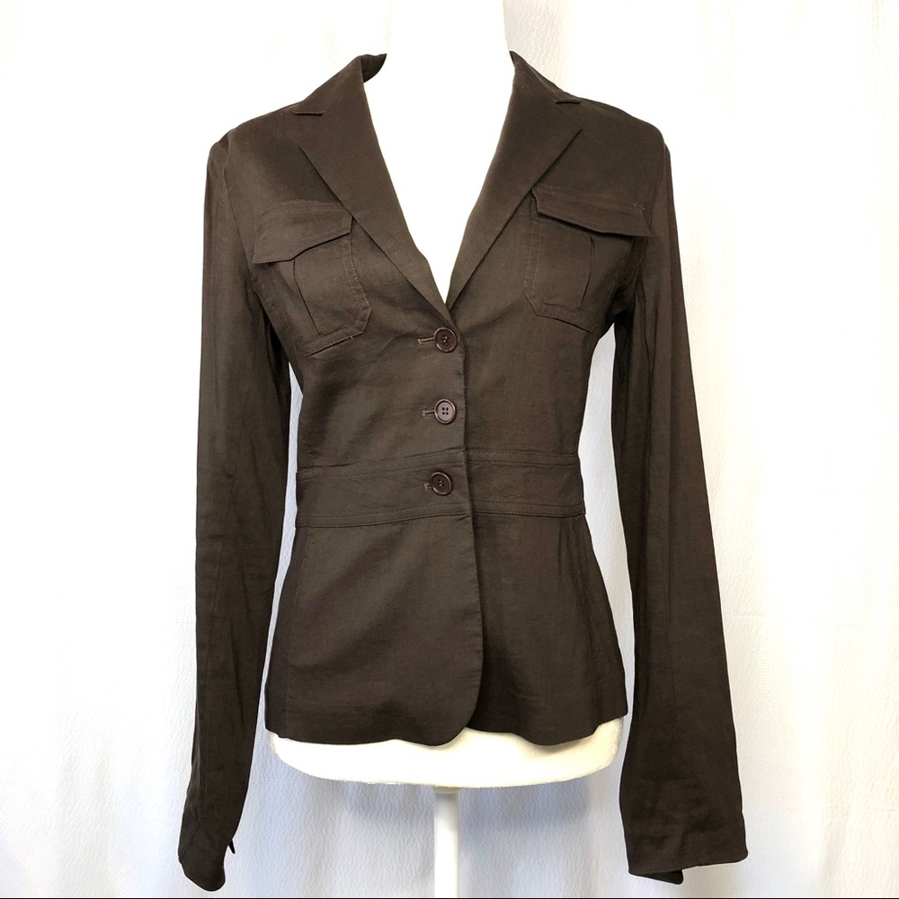 Theory Jacqueline Brown Linen Blend Stretch Blazer